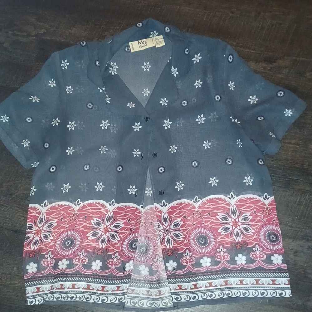 Men's Floral Gray and Red Casual Shirt